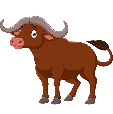 Vektör çizim karikatür beyaz arka plan üzerinde izole Buffalo