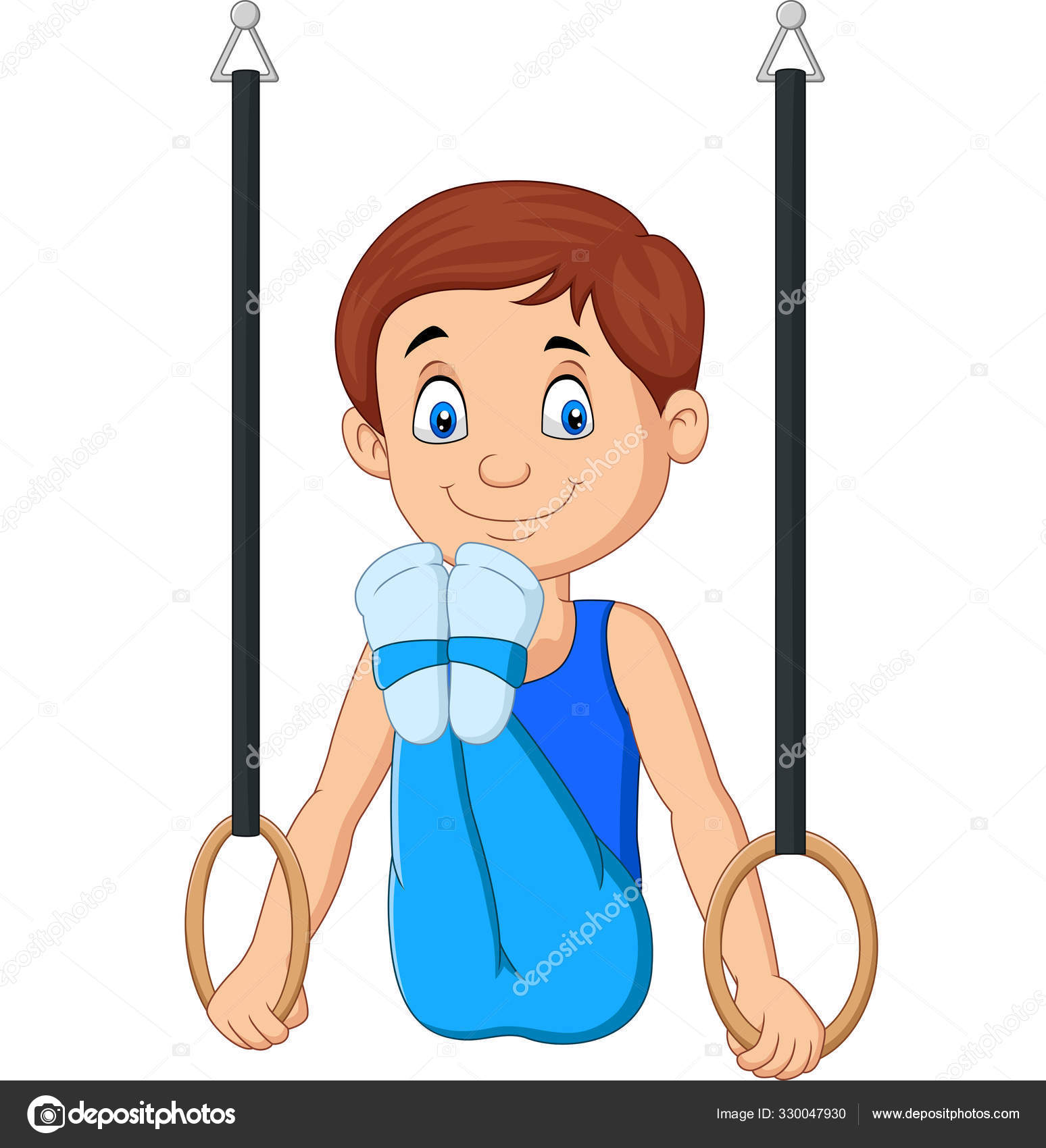 Download Vector Illustration Cartoon Boy Doing Gymnastics Rings — 스톡 벡터 © tigatelu #330047930