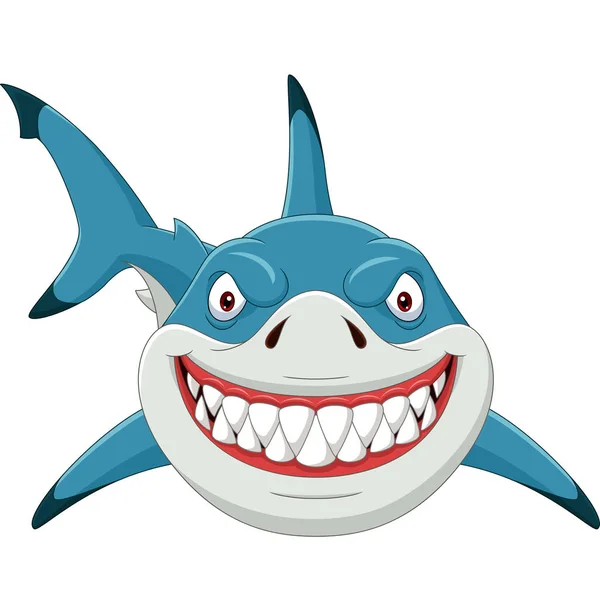 Vektor Illustration Von Karikatur Wütenden Hai Isoliert Auf Weißem Hintergrund — Stockvektor