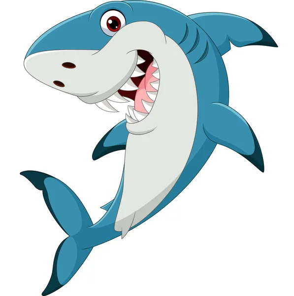 Vector Illustration Cartoon Funny Shark Isolated White Background — Stock Vector