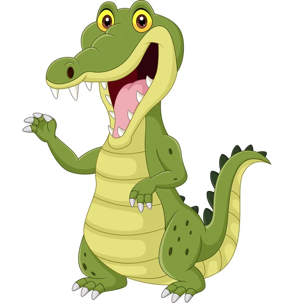 Vector Illustration Cartoon Funny Crocodile Isolated White Background — Stock Vector