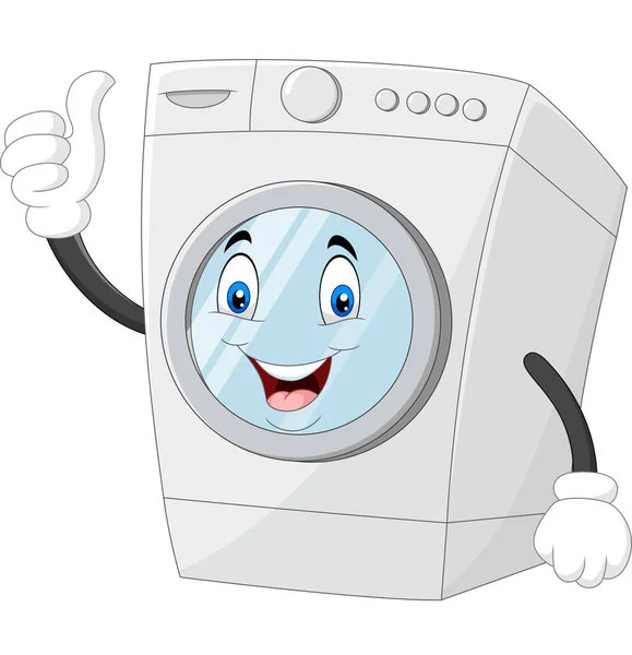 洗衣机吉祥物放弃大拇指的矢量图解 — 图库矢量图片