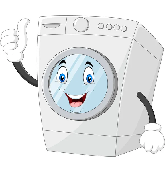 Vector Illustration Washing Machine Mascot Giving Thumbs - Stok Vektor