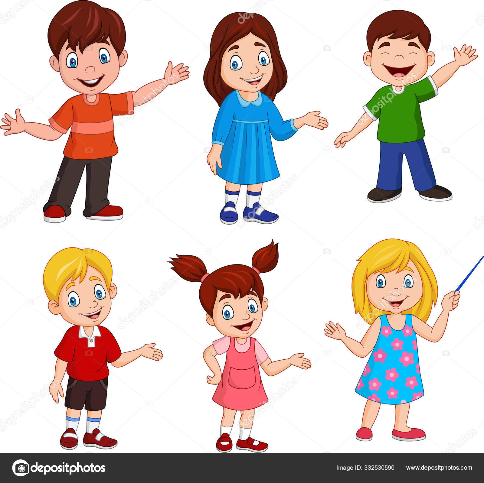 Vector Illustration Cartoon Kids Different Posing Stock Vector Image by  ©tigatelu #332530590
