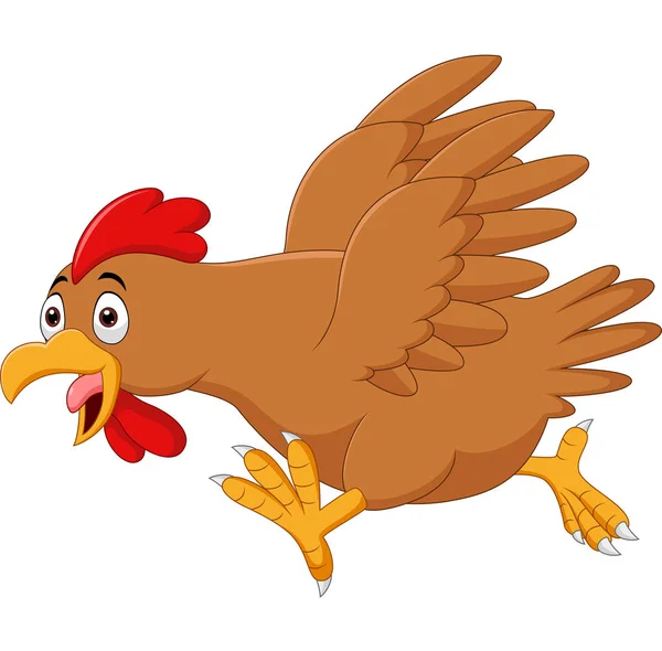 Vector Illustration Cartoon Funny Chicken Running White Background — Stock Vector