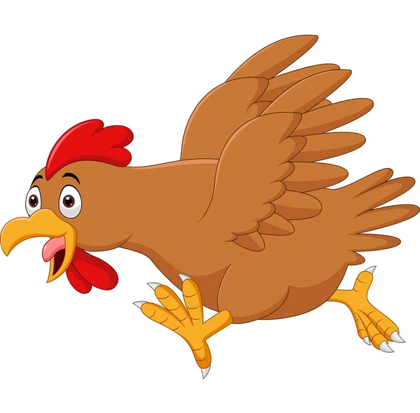 Vector Ilustración Dibujos Animados Divertido Pollo Corriendo Sobre Fondo Blanco — Vector de stock