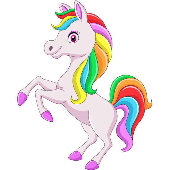 Vector illustration of Cartoon rainbow horse isolated on white background
