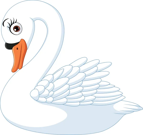 Ilustração Vetorial Cisne Bonito Dos Desenhos Animados Isolado Fundo Branco — Vetor de Stock
