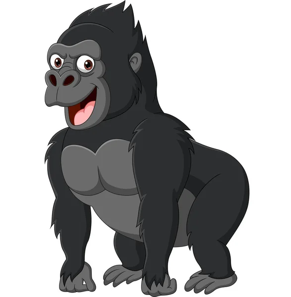 Vektor Illustration Tecknad Rolig Gorilla Vit Bakgrund — Stock vektor