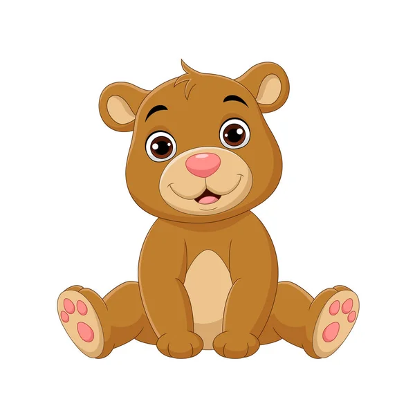 Vector Illustration Cartoon Cute Baby Bear Sitting — Stock Vector