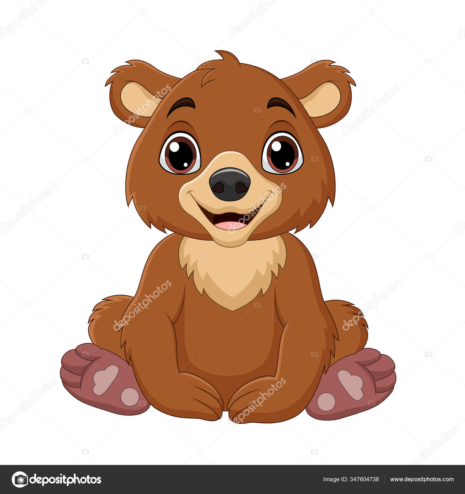 Vector Illustration Cartoon Baby Brown Bear Sitting Stock Vector Image by  ©tigatelu #347604738