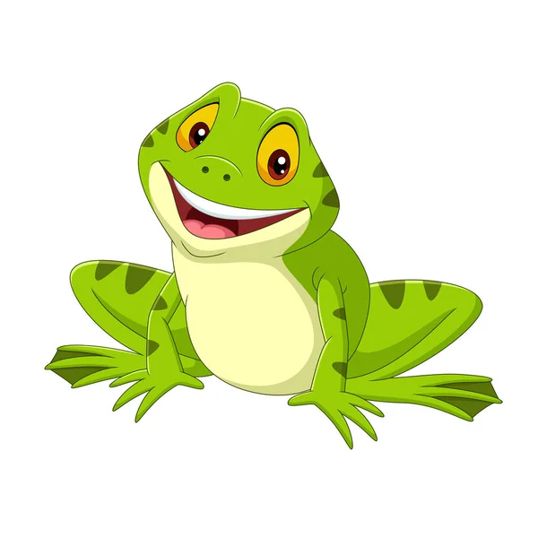 Vector Illustration Cartoon Happy Frog White Background — Stock Vector