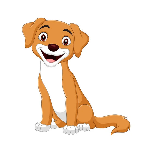 Εικονογράφηση Διάνυσμα Του Cartoon Χαρούμενος Σκύλος Λευκό Φόντο — Διανυσματικό Αρχείο