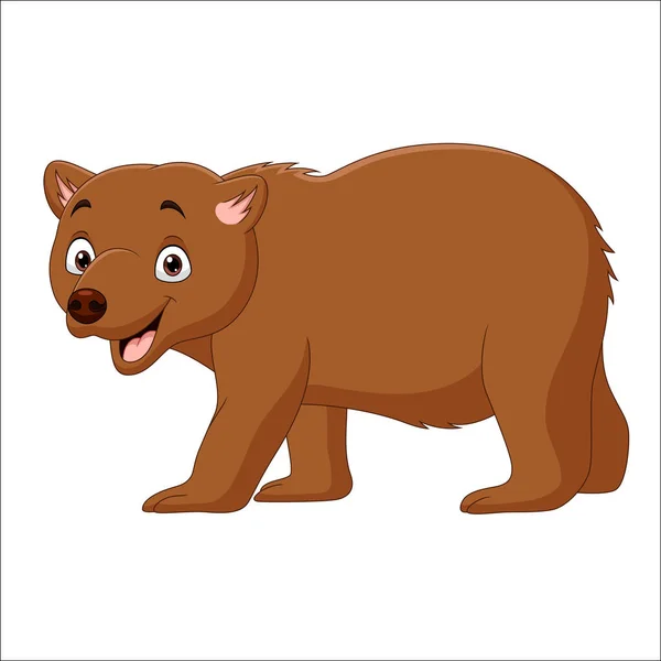 Vector Illustration Cartoon Brown Bear Walking Isolated White Background — Stock Vector