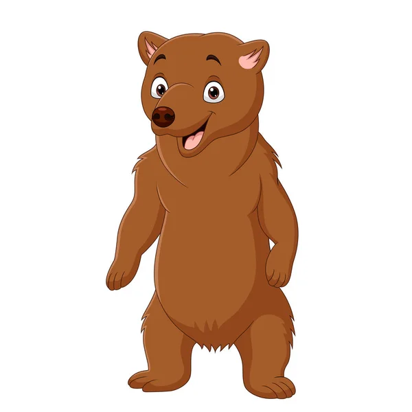 Vektor Illustration Von Cartoon Happy Brown Bear Standing — Stockvektor