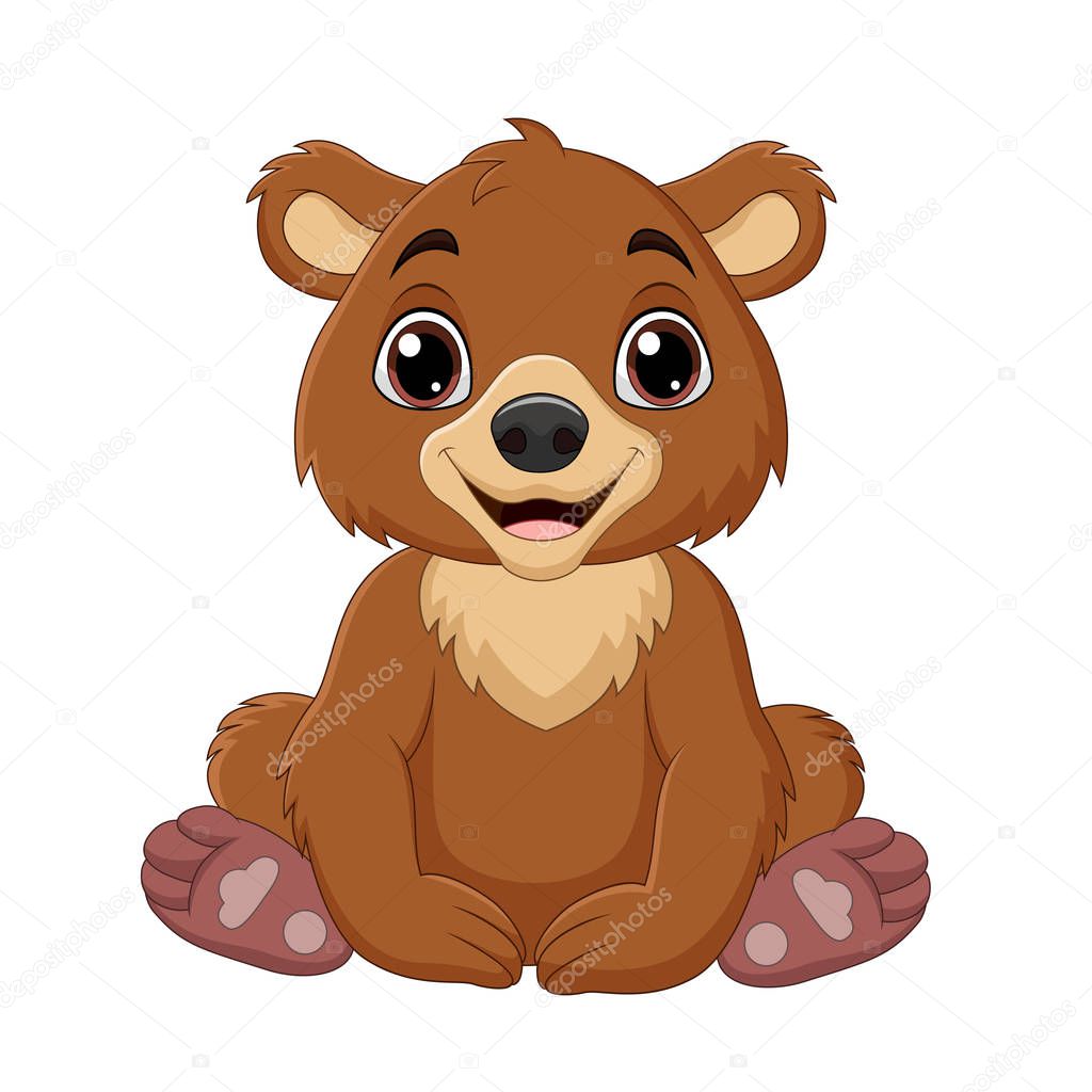 Vector illustration of Cartoon baby brown bear sitting
