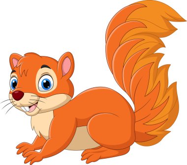 Beyaz arka plan üzerinde izole karikatür komik sincap vektör çizim