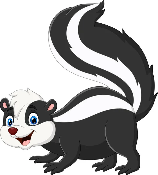 Vetor Ilustração Dos Desenhos Animados Skunk Feliz Fundo Branco —  Vetores de Stock