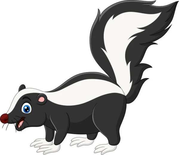 Vetor Ilustração Dos Desenhos Animados Skunk Feliz Fundo Branco —  Vetores de Stock