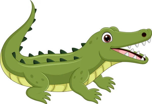Vektorová Ilustrace Kresleného Krokodýla Izolovaného Bílém Pozadí — Stockový vektor