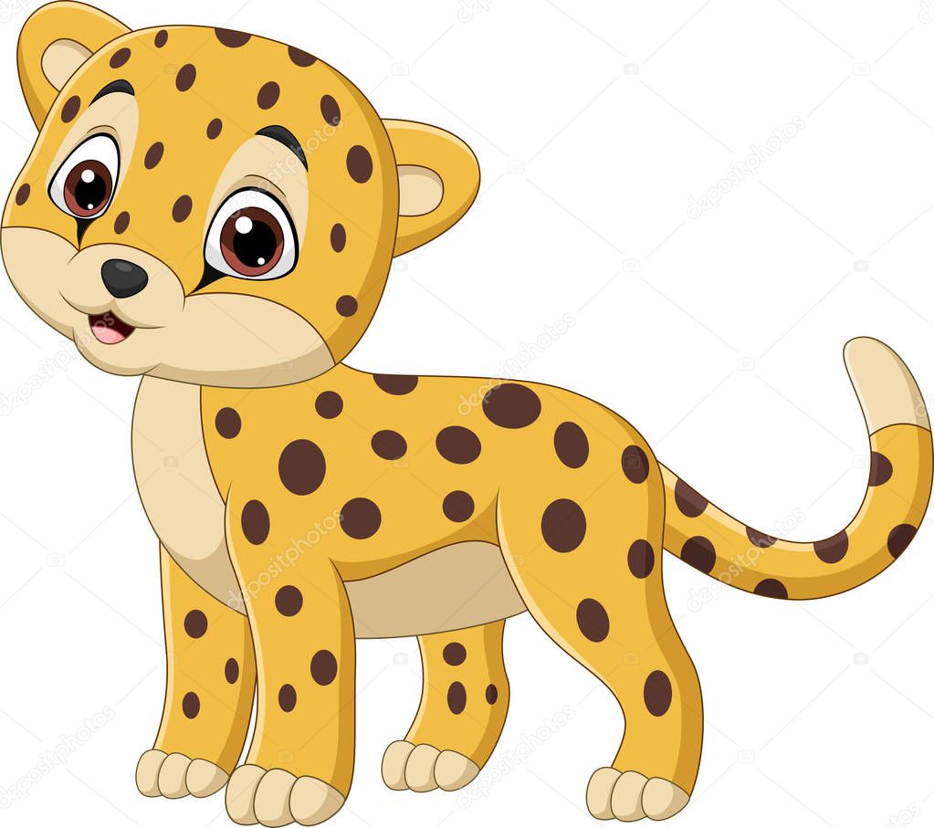 Vector illustration of Cartoon leopard isolated on white background