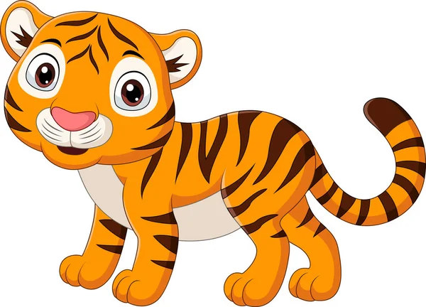 Illustration Vectorielle Bébé Tigre Cartoon Isolé Sur Fond Blanc — Image vectorielle