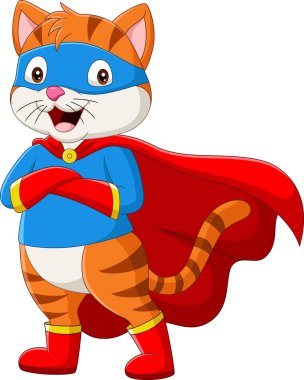 Çizgi filmlerdeki maskeli süper kahraman kedi tasviri.