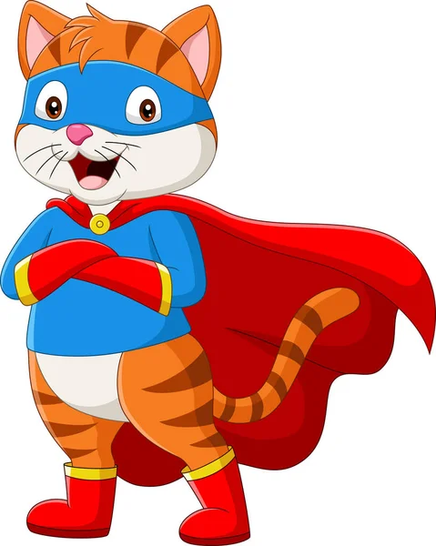 Vektor Illustration Tecknad Superhjälte Katt Med Ögon Mask — Stock vektor