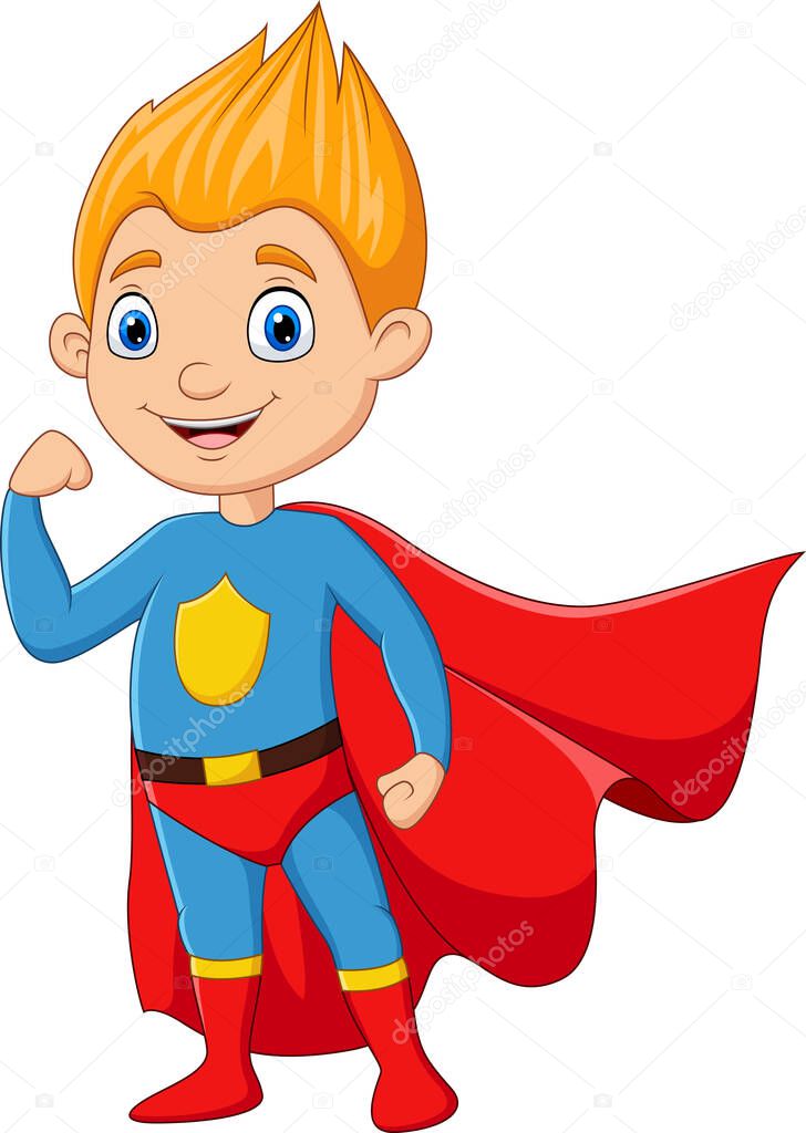 Vector illustration of Cartoon superhero boy isolated on white background