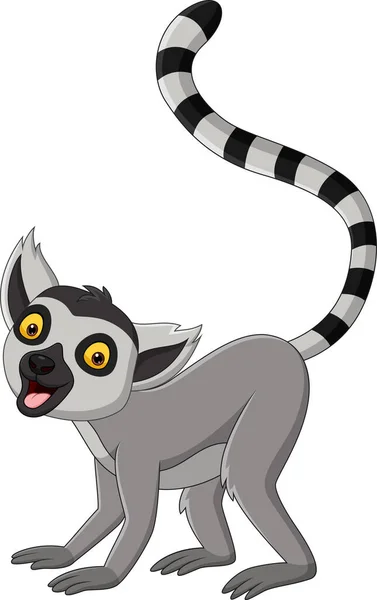 Wektor Ilustracja Cartoon Cute Lemur Białym Tle — Wektor stockowy