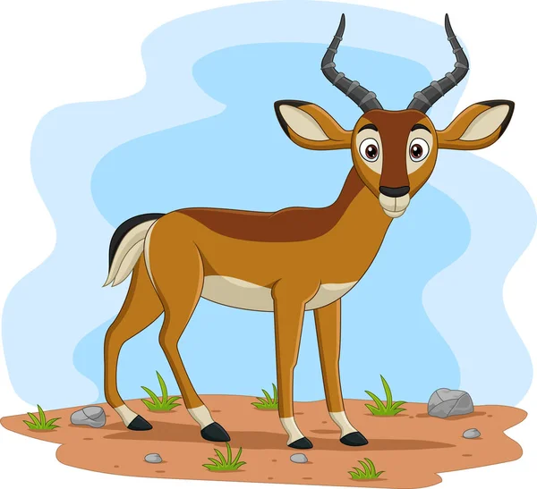 Illustration Vectorielle Cartoon Impala Sur Terrain — Image vectorielle