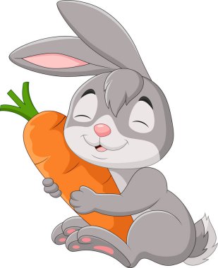 bir carrot holding karikatür tavşan vektör çizim