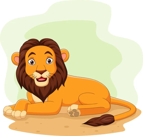 Векторная Иллюстрация Счастливого Льва Мультфильма Поле — стоковый вектор