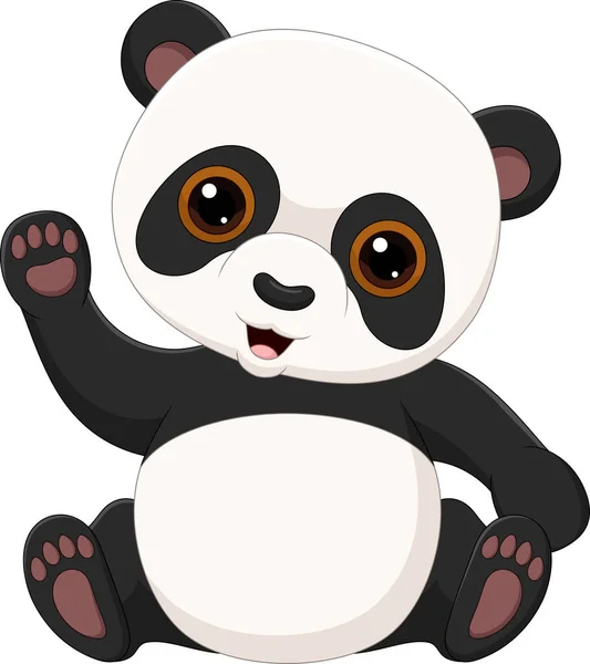 Ilustração Vetorial Pequeno Panda Bonito Acenando Isolado Fundo Branco —  Vetores de Stock