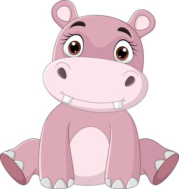 Vector illustration of Cartoon happy baby hippo sitting clipart