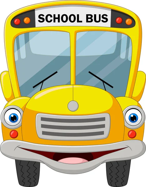白い背景に隔離された漫画面白いスクールバスのベクトルイラスト — ストックベクタ