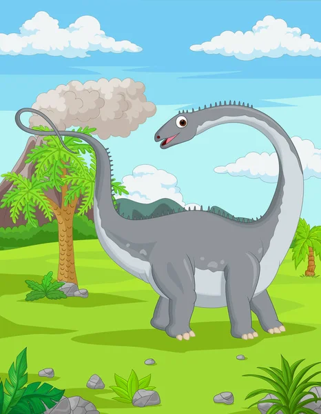 Vector Illustratie Van Cartoon Dinosaurus Jungle — Stockvector