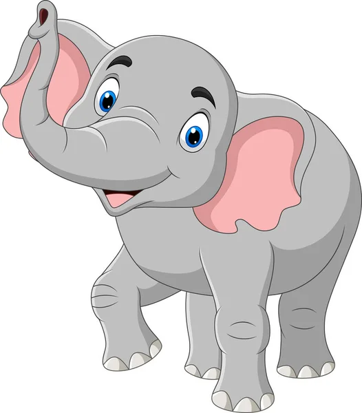 Vector Illustratie Van Cartoon Olifant Geïsoleerd Witte Achtergrond — Stockvector