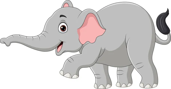 Vector Illustratie Van Cartoon Olifant Geïsoleerd Witte Achtergrond — Stockvector