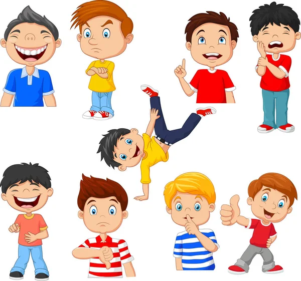 Vector Illustration Cartoon Children Various Expressions Gesture — Stock Vector