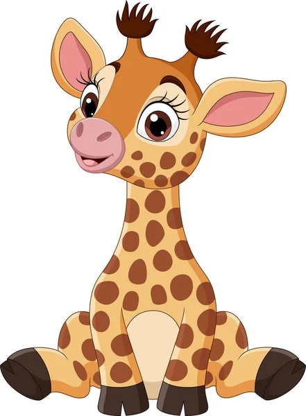 Ilustração Vetorial Bebê Bonito Girafa Desenho Animado Sentado — Vetor de Stock