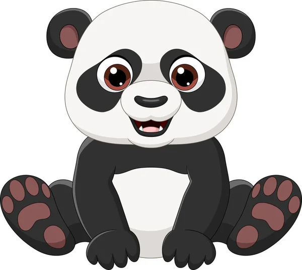 Vektor Illustration Von Niedlichen Kleinen Panda Sitzt Isoliert Auf Weißem — Stockvektor