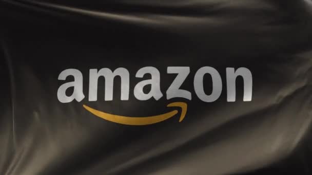 Amazon Flag Zwarte Achtergrond Loop — Stockvideo