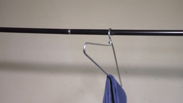 Putting Hangers Clothes Rod — Stock Video