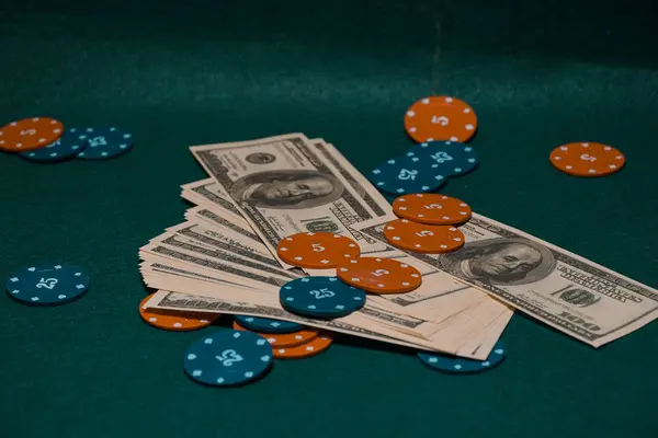 Juego Póquer Billetes Dólar Dinero Grande — Foto de Stock