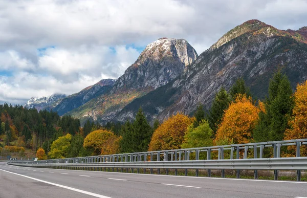 The route in the Austrian Alps in the fall.