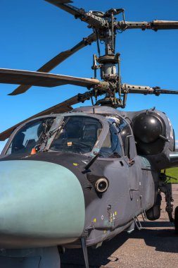 rotor ve modern askeri helikopterler closeup gövde bölümü detayları.