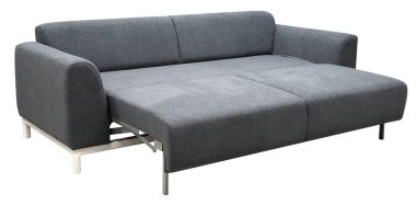 Beyaz arka planda izole kanepe. Kırpma yolu da dahil. Kanepe uyumak için hazır.