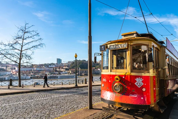 Porto Retro Tramvay Yolu Stok Resim