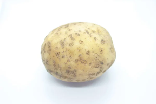 Tubero di patate appollaiato su fondo bianco — Foto Stock